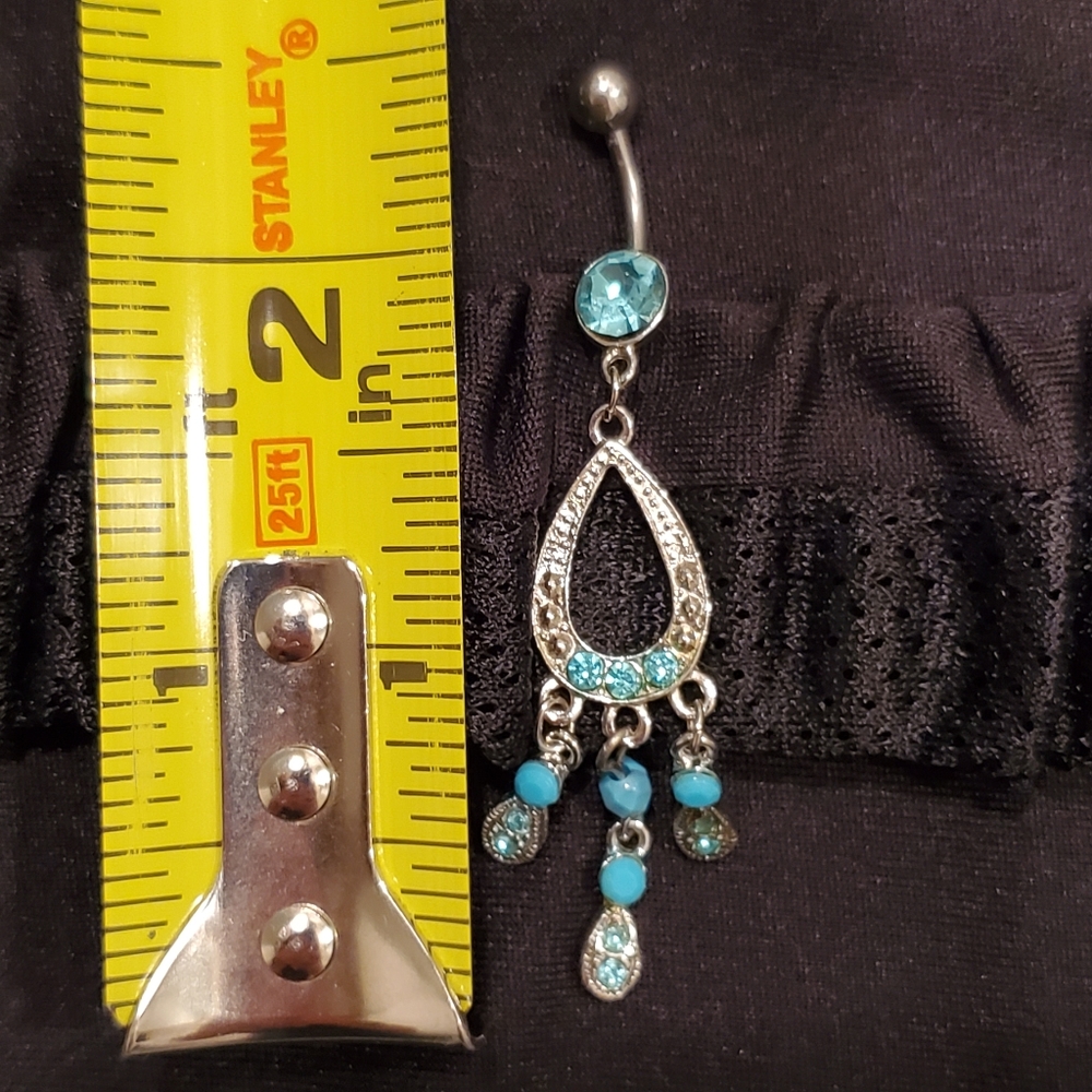 Belly/Naval Ring Teal Jewels Teardrop design